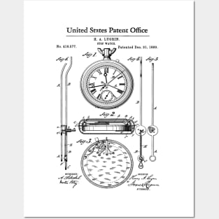 Lemania Stop Watch Patent Black Posters and Art